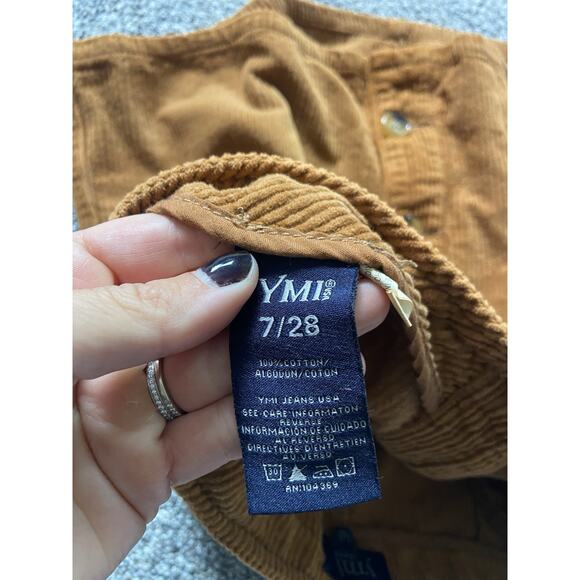 YMI Jeans Brown Corduroy Mini Skirt Front Buttons 7/28 A line Y2K Preppy Boho - Picture 7 of 7